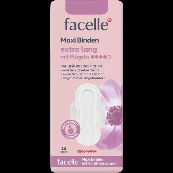 Facelle гигиенические прокладки maxi extra long с крылышками, 12 шт.
