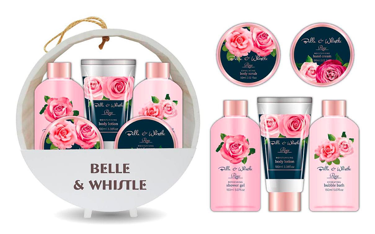Belle&whistle spring 5li set white wood bath baske